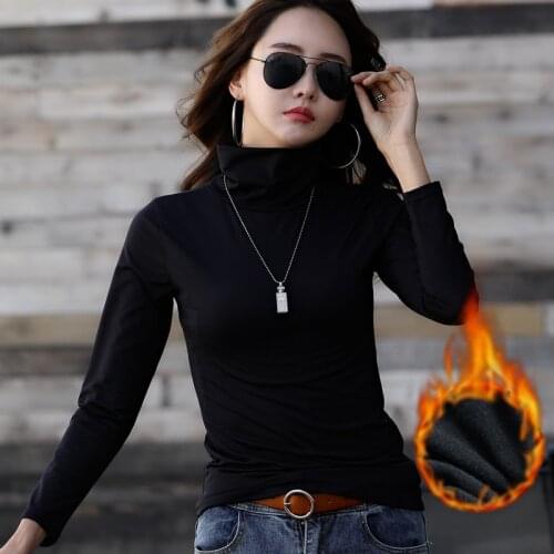 Long Sleeve Tops Slim Turtleneck Solid Sweater Women Pullover Casual Bottoming Women Sweaters Velvet Jumper Soft Warm Mujer Top