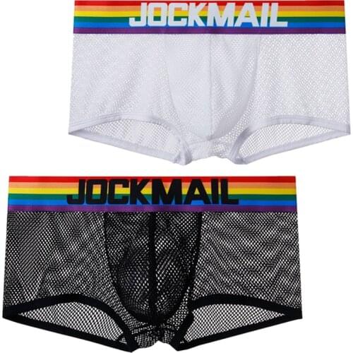 Boxer Homme New Lace Black White Mesh Transparent Jockmail Men Underwear Calzoncillos Sous Vetement Homme Sexy Slip Homme2PCS