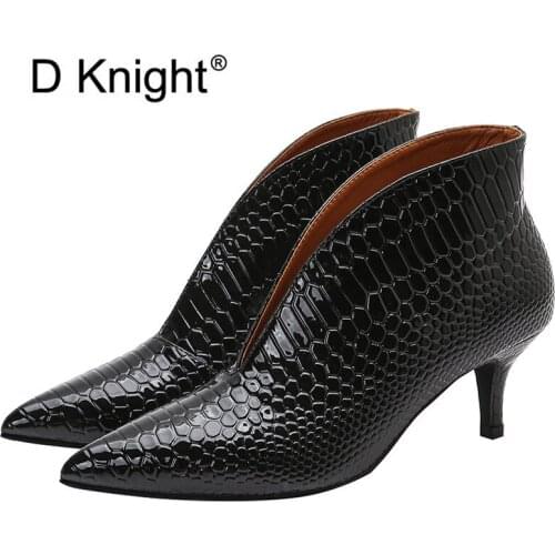 Fashion High Heels Black Patent Leather Women Shoes Sexy V Mouth Small Thin Heels Female Pumps High-Heeled Boot Shoes 2020 New