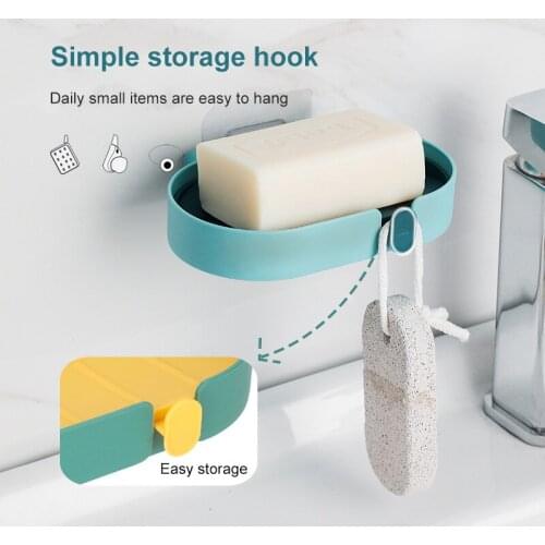 Wall Drain Soapbox Bath Soap Holder Hanging Rack Creative Portable Soap Dishes With Hook Nordic Simple Bathroom Storage Supplies