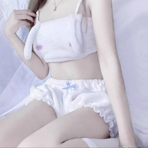 Japanese Sexy Cute Lovely Bunny Girl White Pink Anime Cospaly Erotic Role Play Kawaii Christmas Lingerie Outfits for Women 2021