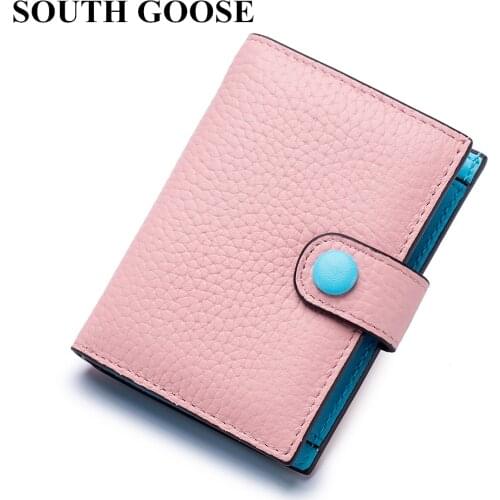 SOUTH GOOSE Women Cute Mini Wallets Genuine Leather Fashion Small Purse With Coin Pocket Ladies Elegant Card Holder Money Bag
