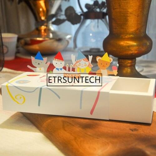 100pcs Paper Gift Box Packaging Kids Birthday Party Favors Cookies Sweet Candy Packaging Gift Drawer Box For Kids Party Animals