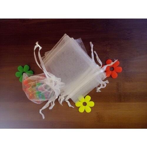 17*23cm 500pcs Organza Bag white Drawstring bag jewelry packaging bags for tea/gift/food/candy small transparent pouch Yarn bag