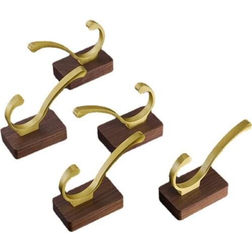 2Pcs Walnut Coat Hooks Wall Hanger Towel Hook Door Hanger Hat Clothes Racks Key Hanger Storage Organizer Bathroom Accessories