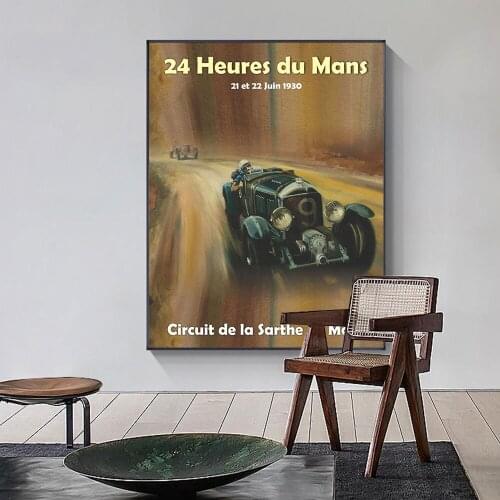 24 Hours Of Le Mans 1930 Poster Painting Canvas Print Nordic Home Decor Wall Art Picture For Living Room Frameless