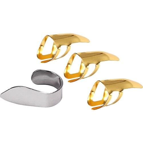 4Pcs Metal 1 Silver Thumb and 3 Gold Finger Nail Guitar Picks Plectrums Set Acoustic Electric Bass Guitar Accessories
