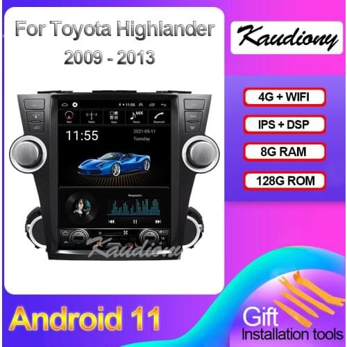 Kaudiony 12.1" Android 10.0 For Toyota Highlander Car DVD Multimedia Player Auto Radio Automotivo GPS Navigation 4G 2009-2013