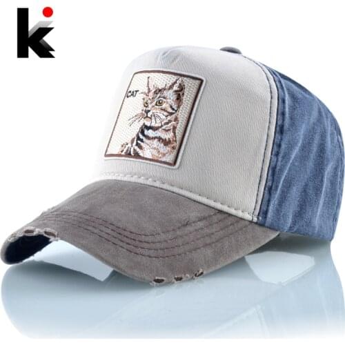 Snapback Baseball Cap Women Cotton Dad Hats For Men Embroidery Cat Pattern Hip Hop Bone Casquette Unisex Spring Summer Gorras