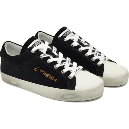 CANGMA Luxury Brand Original Designer Women Casual Shoes Black Cow Suede Sneakers For Girls Footwear Lady Sneaker Female