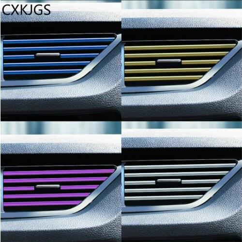 CXKJGS 10Pcs ABS Electroplating Bright Strip Chrome-Plated Color Car Vent Air Conditioning Outlet Grille U-shape For BMW Golf