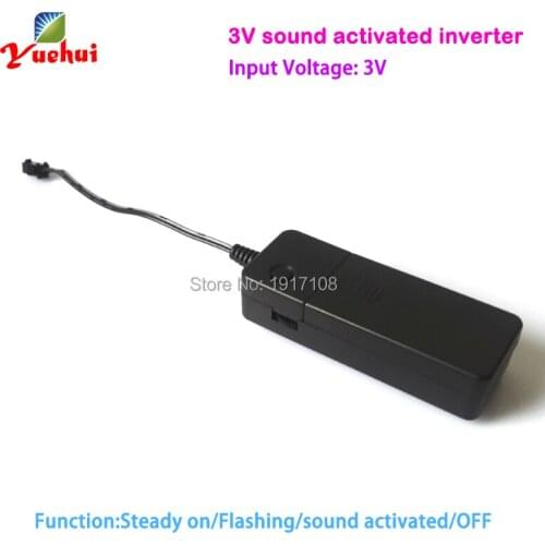 DC3V Sound activated EL wire inverter powered by 2AA battery used for driving 1-8m EL wire or EL strip For Party Decoration