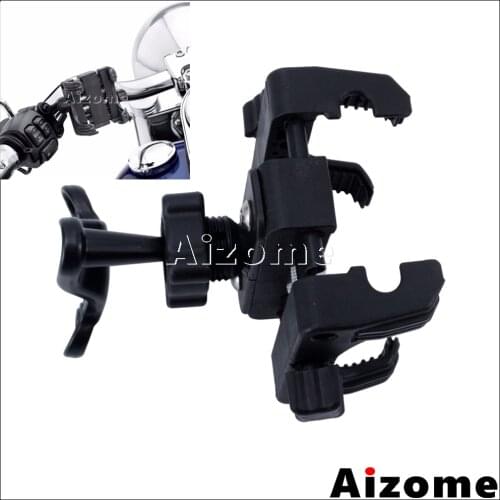 Black Mobile Phone Holder Standard Device GPS Clamp Holder For Harley Sportster Softail Dyna Touring V-Rod Motorcycle