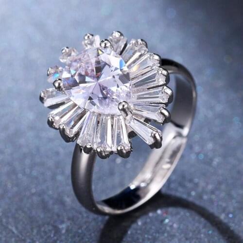 Emmaya Brand Fashion Simple Charm Two Colors AAA Cubic Zircon Water Drop Rings For Women Popular Jewelry Wedding Party Gift