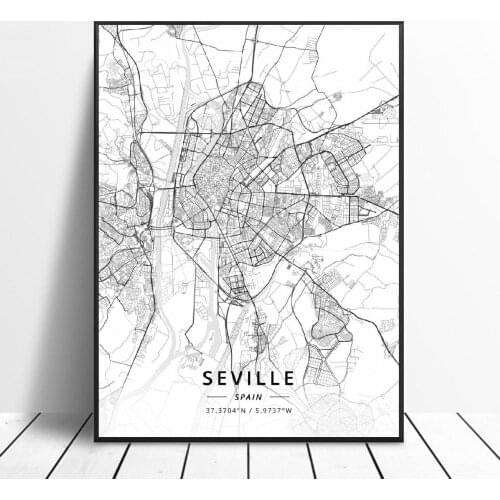 Hd print Puerto De La Cruz Sabadell Las Palmas Seville Almeria Zaragoza Spain Map Poster wall painting home decor frame