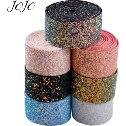 JOJO BOWS 50mm 1y Sparkly Chunky Glitter Ribbon Solid Tape For Needlework Shoe Apparel Sewing webbing DIY Hair Bows Materials