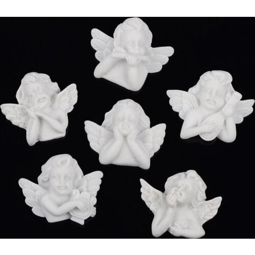 6PC/set Flat Back Resin Embellishments White Angel Baroque Style Resin Cabochon Flatback DIY DIY Jewelry Hair Accessories