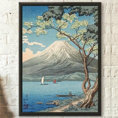HD Print Mount Fuji from Lake Yamanaka Canvas Painting Wall Art Japan Scenery Pictures Modular Ukiyo-e Poster Home Decor Bedroom