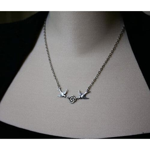 Celtic Irish Knot and Layered Simple Swallow Necklace Amulet Religious Jewelry Triquetra Symbol Lucky Amulet Necklace Gift