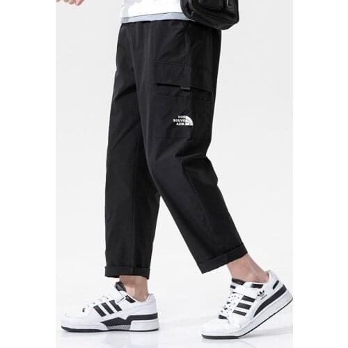 April MOMO 2021 Summer New Overalls Fashion Trendy Brand Thin Solid Color Loose Straight Big Pocket Mens Casual Pants