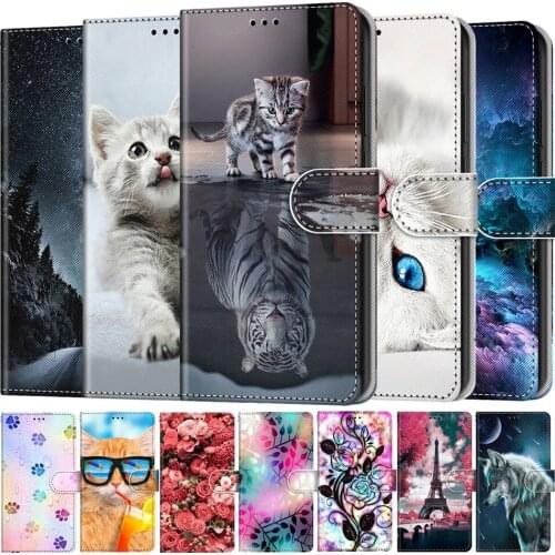 Cat Dog Painted Card Slot Wallet Flip Case For Samsung Galaxy A02 A02S A12 A32 A42 A52 A72 5G M02 M02S M12 Phone Book Cover