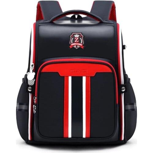 POOLOOS Leather Children Schoolbags Fashion Design All Open Student bags Large Capacity Waterproof Kids School Backpack