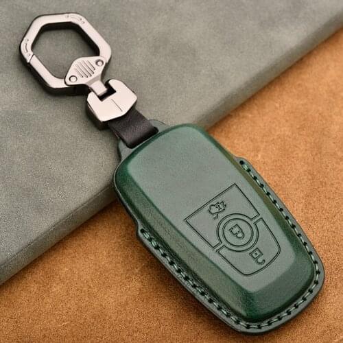 Leather 2020 Key Case for Ford Focus Edge Explorer 5 Mondeo Mk4 Escort Trurus TITANIUM Mustang Ranger Car Key Cover Ring