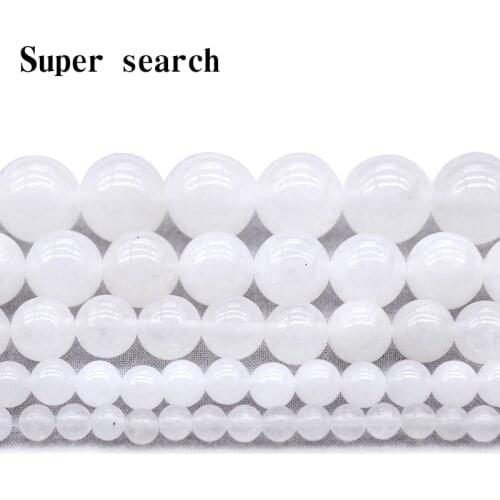 Natural Stone White Snow-white 4/6/8/10/12mm Round Beads DIY Accessorie Handmade Bracelet Bangle Necklace For Jewelry Making