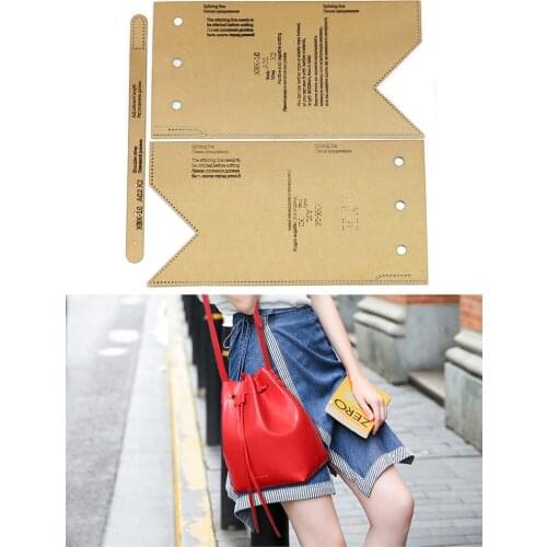 Mini Bucket Bag Making Template DIY Handmade Leather Shoulder Bag Kraft Paper Pattern Drawing Layout Mould Sewing Stencil Tool
