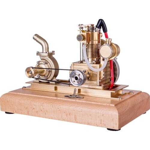 Mini Vertical Air-cooled Single-cylinder 4-stroke Gasoline Engine Internal Combustion Engine Model with Wooden Base Vane Pump