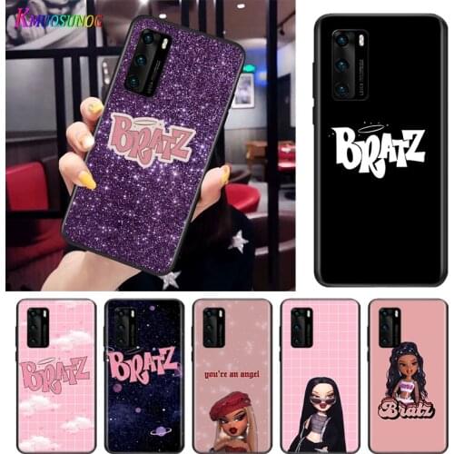 Fashion Brand Doll Bratz Luxury For Huawei P Smart S Z Mate 40 RS 30 20 10 Pro Plus Lite 2019 2020 2021 Black Soft Phone Case