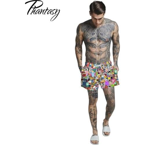 Phantasy Summer Mens Vacation Beach Shorts Fashion Anime Patrick Star Cartoon Print Shorts Surf Sports Pants Loose Casual Pants
