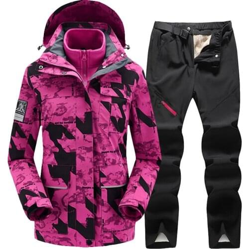New Warm Colorful Ski Suit Women Waterproof Skiing Snowboarding Jacket Pants Set Female Ski Jackets Winter Outdoor Snow Costumes
