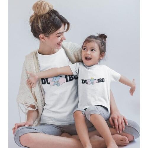 Hot Sale Clothes For Kids Dumbo Cartoon Fashion Cute Girl Top Summer T-Shirt Female Casual O-Neck Top Family Matching T shirt