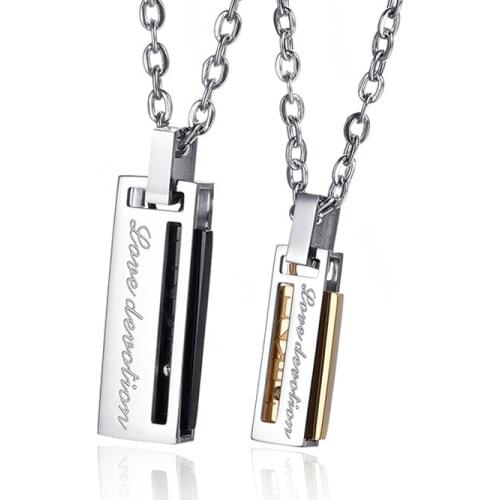 Stainless Steel Geometric Square Pendants Necklaces for Men Women Trendy Lovers Couple Jewelry Drop Shipping