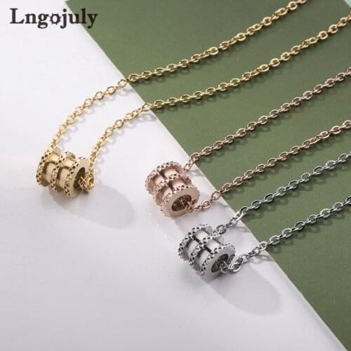 New Titanium Steel Simple 3 Color Pendant Necklaces For Women Anniversary Engagement Wedding Necklace Accessoeries Jewelry Gift