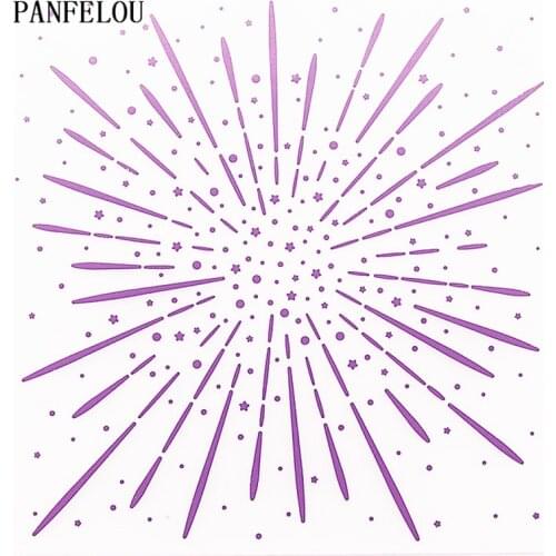 PANFELOU Romantic fireworks Embossing folders Plastic For Scrapbooking DIY Template Fondant Cake Photo Album Card Making
