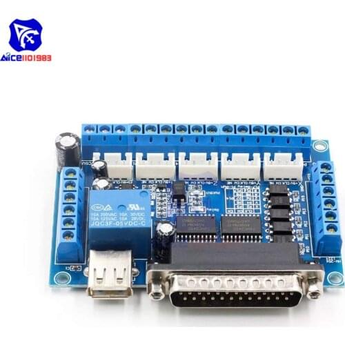 Diymore MACH3 Engraving Machine 5 Axis CNC Breakout Board with Optical Coupler for Stepper Motor Drive Controller with USB Cable
