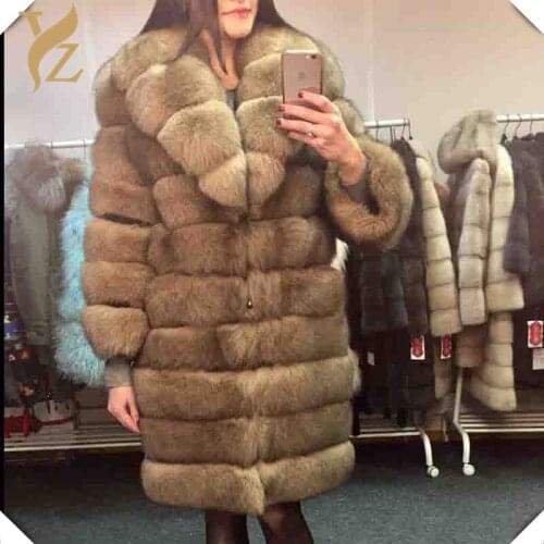 Trendy Design Natural Fur Fox Fur Coat Female Dress For Women Fox Collar Furry Fox Fur Coats Real Jackets Especially Women