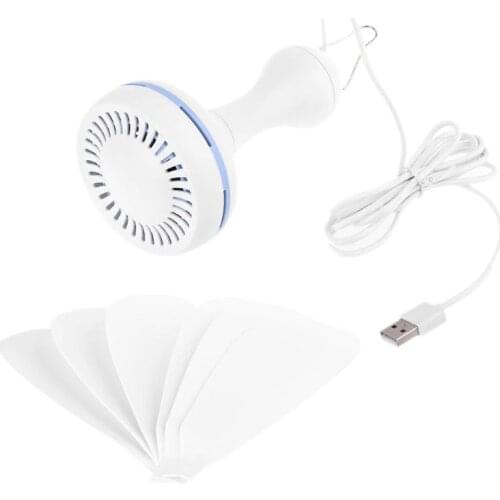 6 Leaves 5V USB Ceiling Fan Air Cooler Hanging USB Powered 16.5 inch Tent Fans for Camping Outdoor Dormitory Home Bed T84C