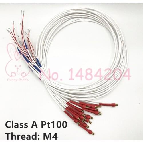 High Precision PT100 Temperature Sensor Class A RTD Probe M4 Brass Screw Thread 6mm 3-Core FEP Wire 750mm for Coffee Machine