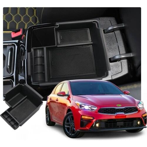 RUIYA Car Armrest Storage Box For Forte/K3 2020 Central Control Container Armrest Box Auto Interior Accessories Black
