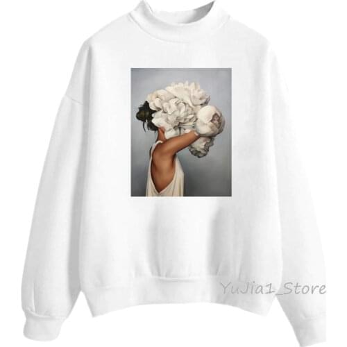 Vogue Vintage Flowers Feather printed women’s sweatshirt sexy hoodie Aesthetics clothes sweat femme streetwear hipster hoddies