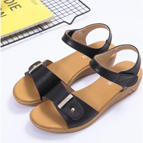 LLOGAI Summer Women White Leather Ankle-Wrap Flat Sandals Casual Comfortable Lady Open Simple Fashion Sandalias Zapatos De Mujer