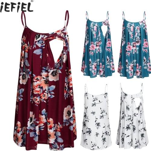 Women Pregnancy Breastfeeding Tank Tops Womens Clothing 2021 Sleeveless Print Floral Tops Shirt Nursing Sling Vest Camisole