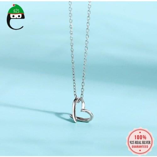 ElfoPlataS Minimalist 925 Sterling Silver Sweet Romantic Heart Choker Necklace For Women Wedding Party Fine S925 Jewelry DA1228