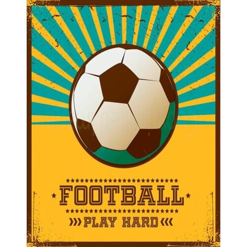 FOOTBALL PLAY HARD METAL TIN SIGN POSTER WALL PLAQUE