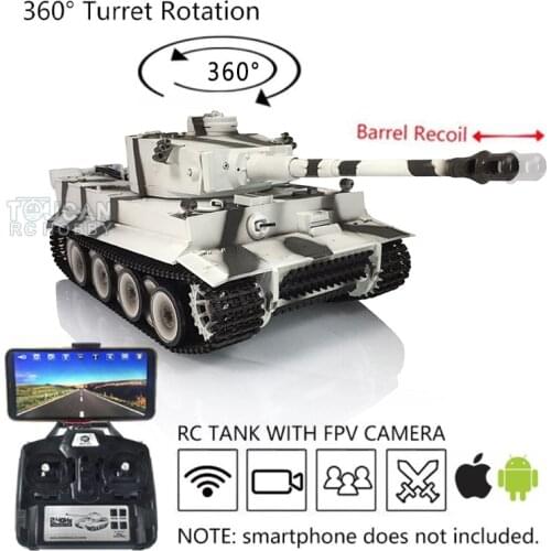 1/16 Heng Long Tiger I RTR RC Tank 3818 7.0 FPV Camera Metal Wheels Barrel Recoil TH19123-SMT4