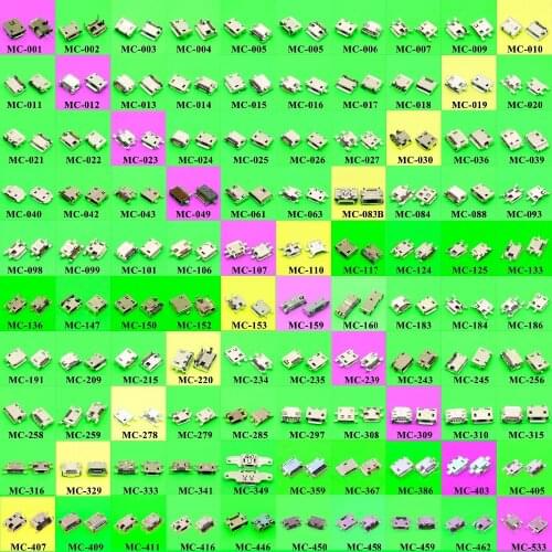 100models Mini Micro Usb Connector V8 Port Charging Socket Power DC Jack Plug 5P 7pin For Samsung Lenovo Huawei ZTE HTC Ect