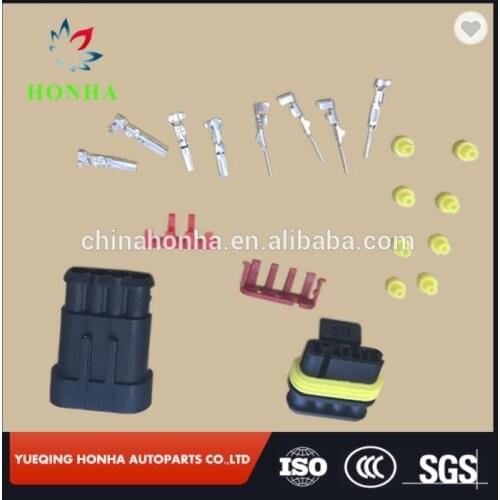 100pcs/lot Tyco 4 Pin/Way Female Male Superseal AMP Auto Sealed Wire Harness Connector Plug 282106-1 282088-1